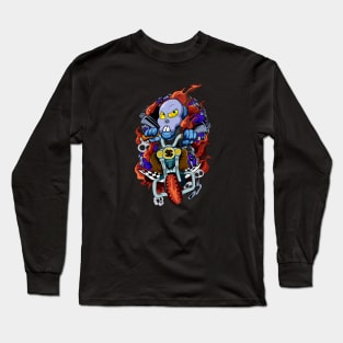 Dope skull rider on fire illustration Long Sleeve T-Shirt